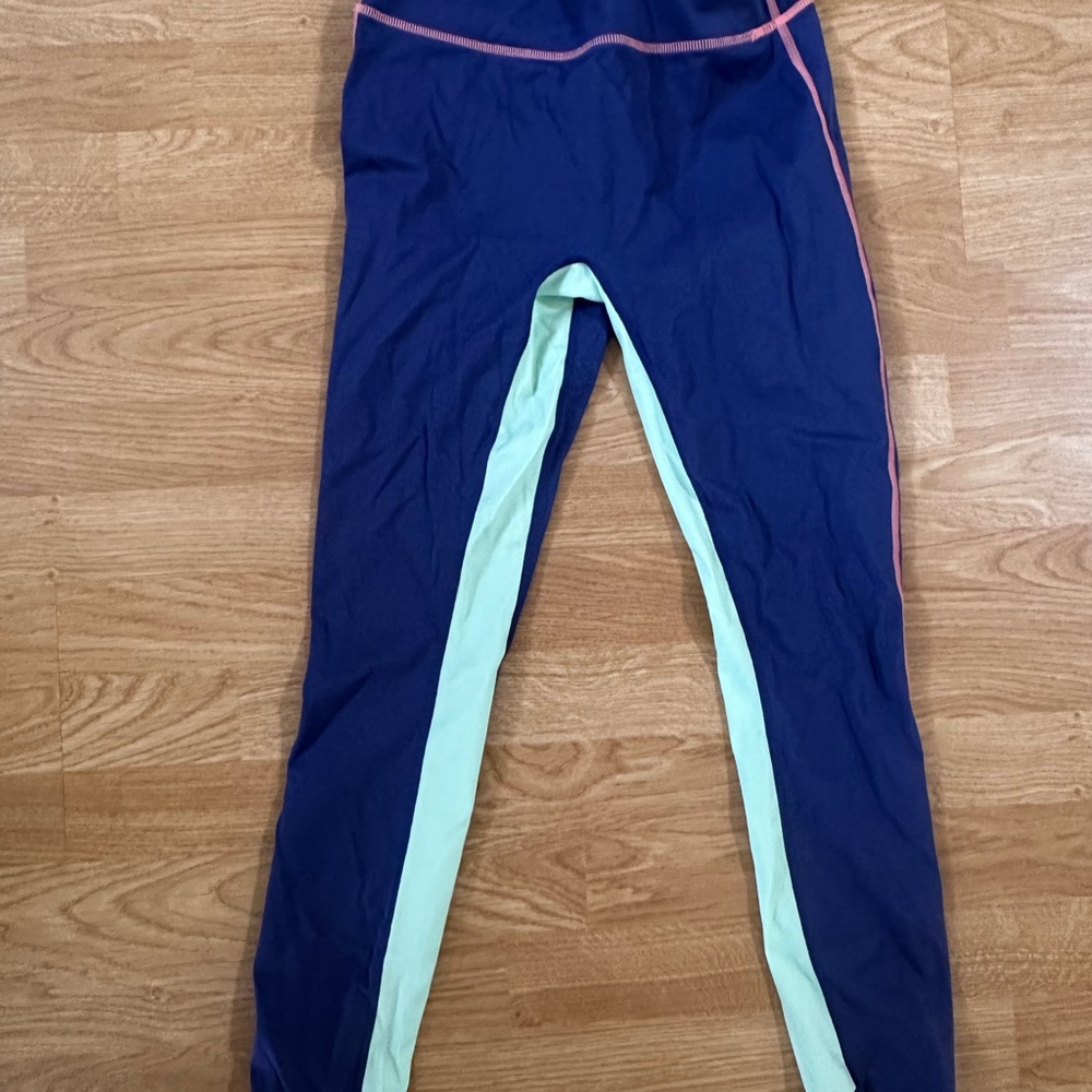 Womens Navy and Light Green Leggings